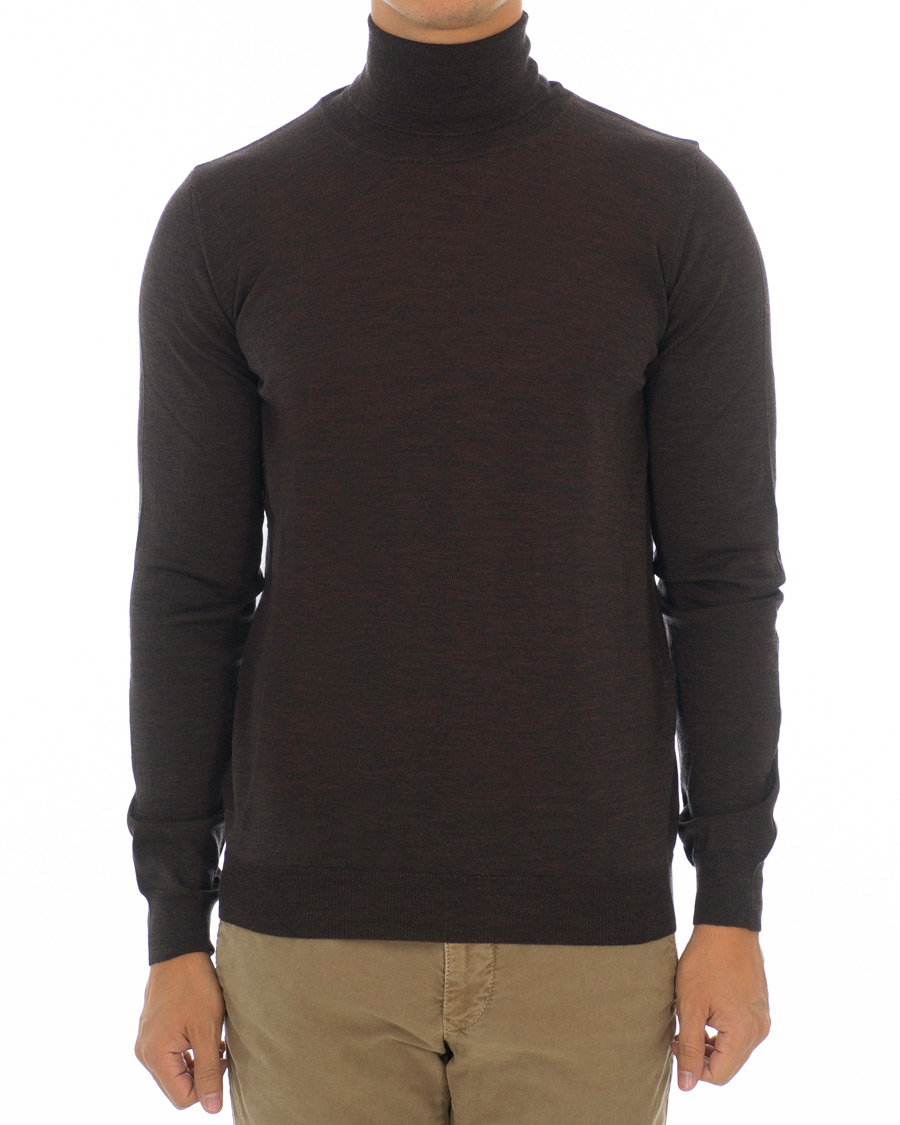 Hombres | Jerséis y prendas de punto | Oscar Jacobson | Cole Extra Fine Merino Rollneck Brown