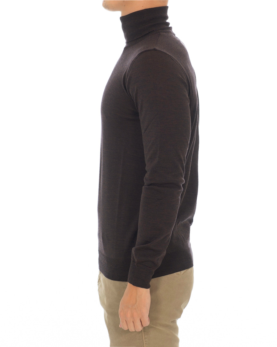 Hombres | Jerséis y prendas de punto | Oscar Jacobson | Cole Extra Fine Merino Rollneck Brown