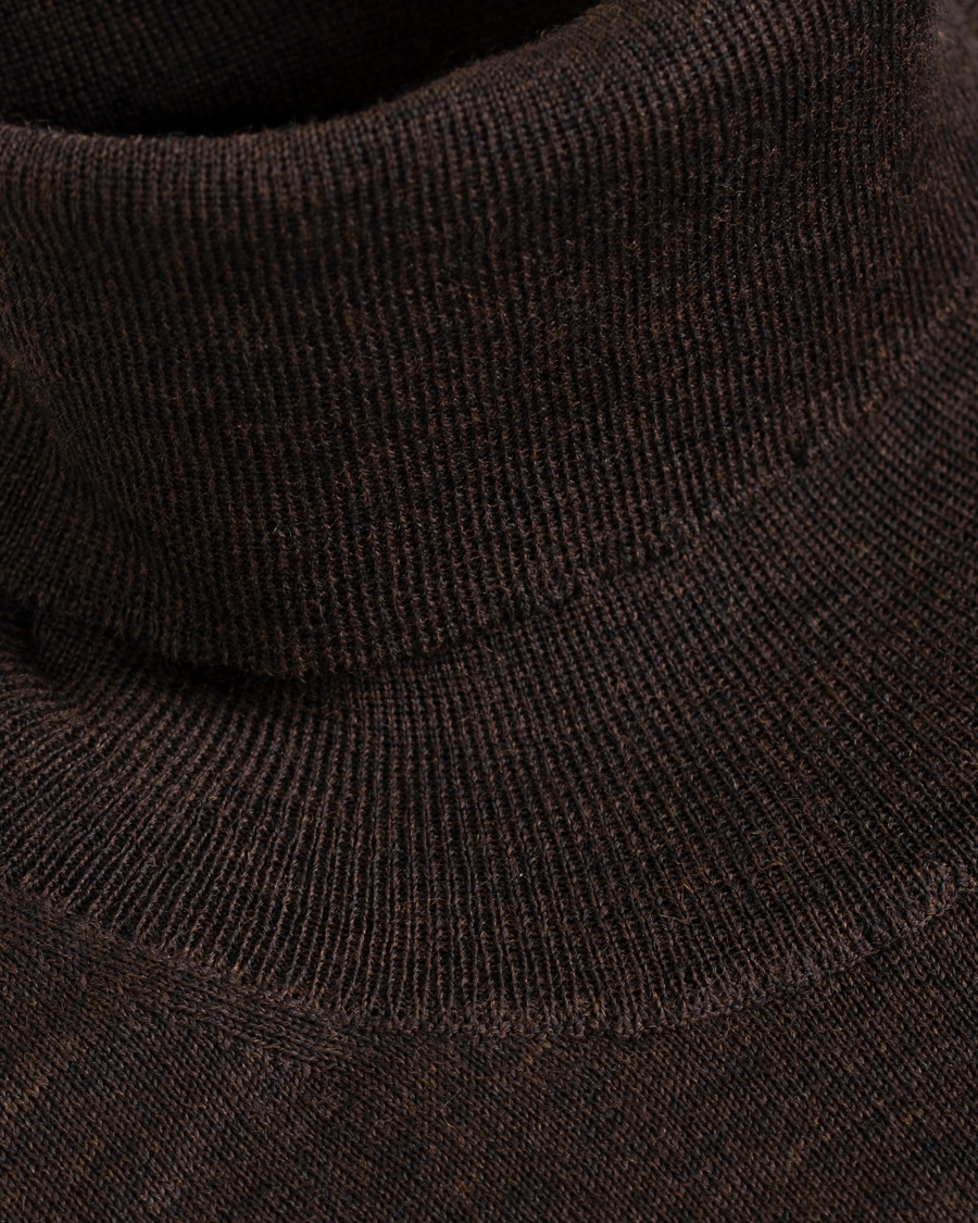 Hombres | Jerséis y prendas de punto | Oscar Jacobson | Cole Extra Fine Merino Rollneck Brown