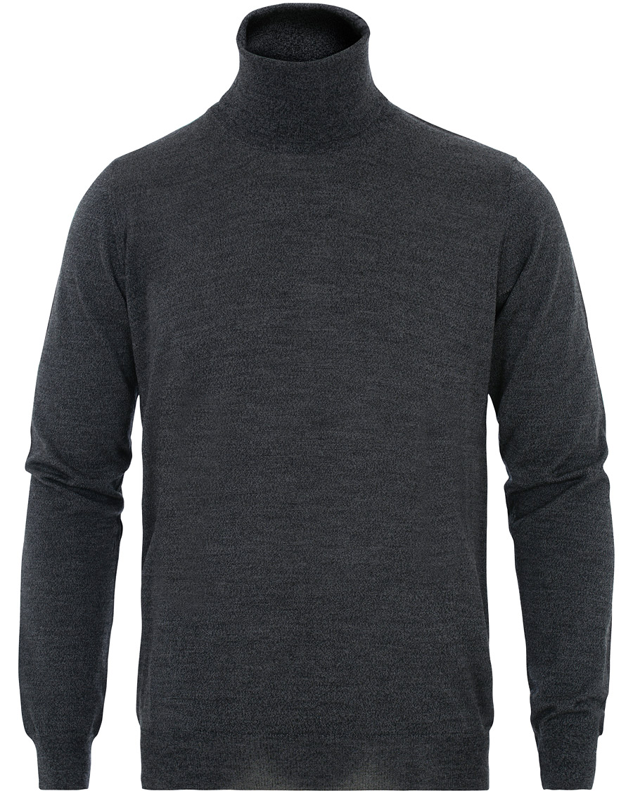 Hombres | Jerséis y prendas de punto | Oscar Jacobson | Cole Extra Fine Merino Rollneck Dark Grey