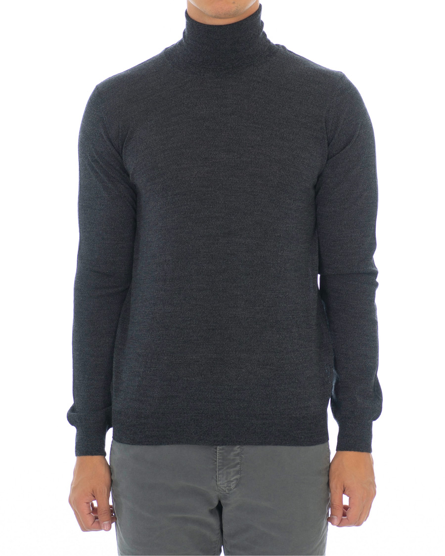 Hombres | Jerséis y prendas de punto | Oscar Jacobson | Cole Extra Fine Merino Rollneck Dark Grey