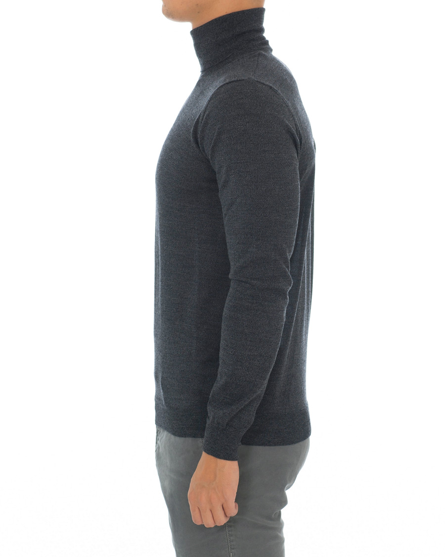 Hombres | Jerséis y prendas de punto | Oscar Jacobson | Cole Extra Fine Merino Rollneck Dark Grey