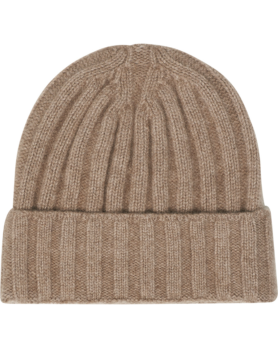 Hombres | Oscar Jacobson Cashmere Ribbed Beanie Beige | Oscar Jacobson | Cashmere Ribbed Beanie Beige