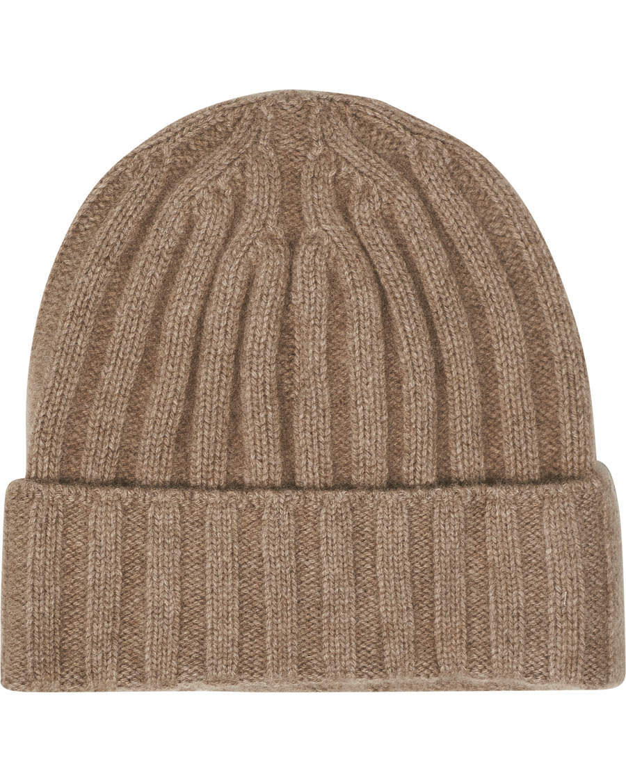 Hombres | Oscar Jacobson Cashmere Ribbed Beanie Beige | Oscar Jacobson | Cashmere Ribbed Beanie Beige