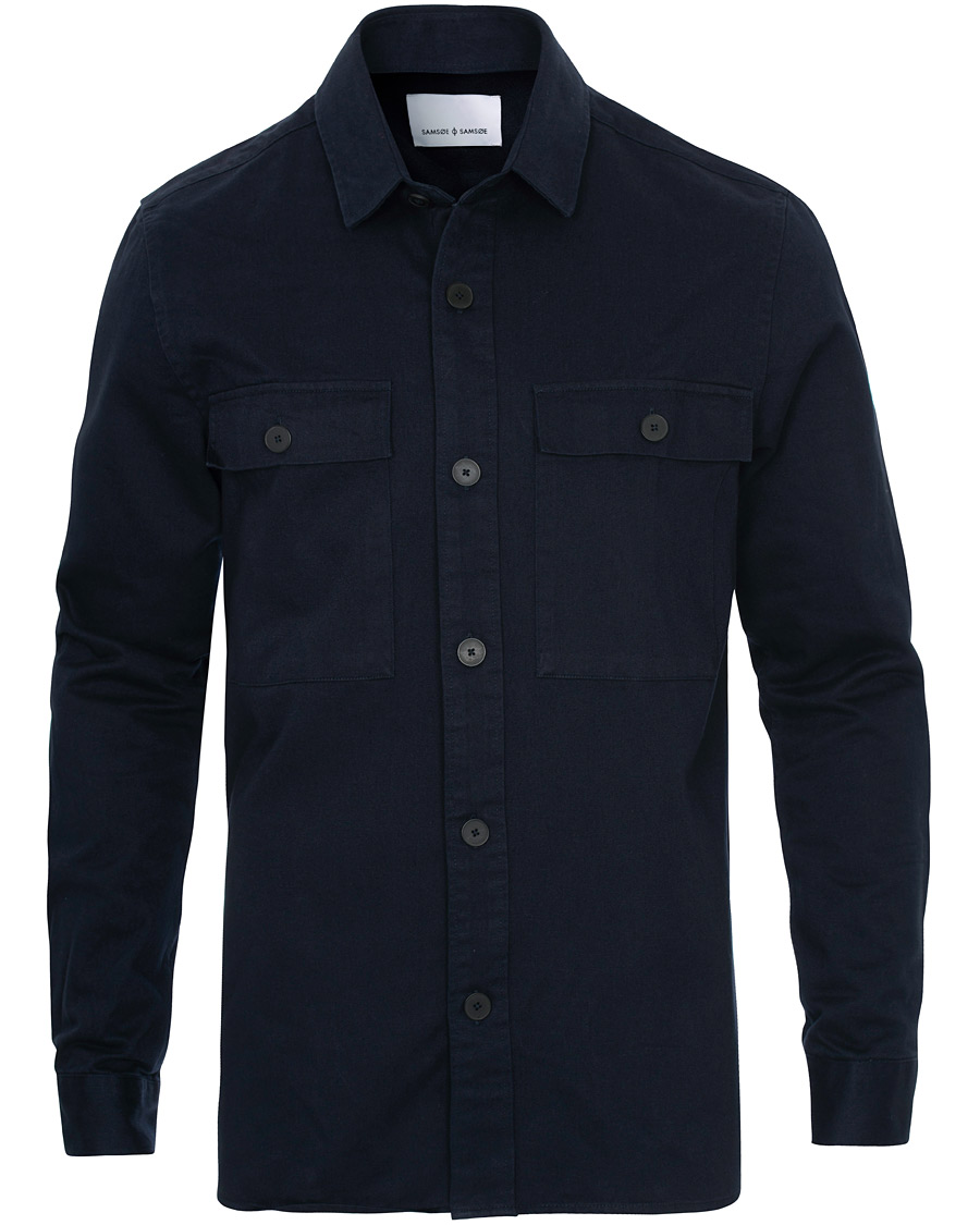Hombres | Camisas | Samsøe Samsøe | Samsøe & Samsøe Waltones Cotton Overshirt Night Sky