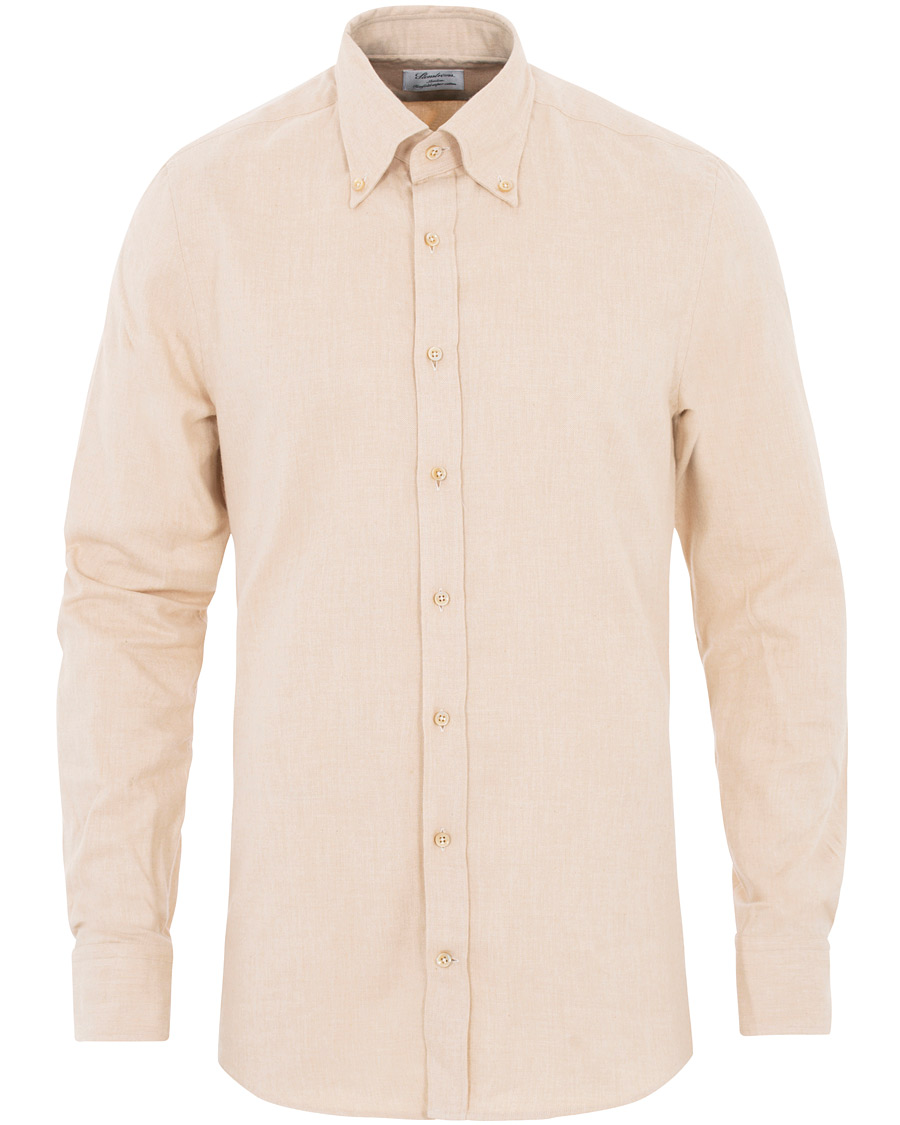 Hombres | Camisas | Stenströms | Slimline Flannel Shirt Beige