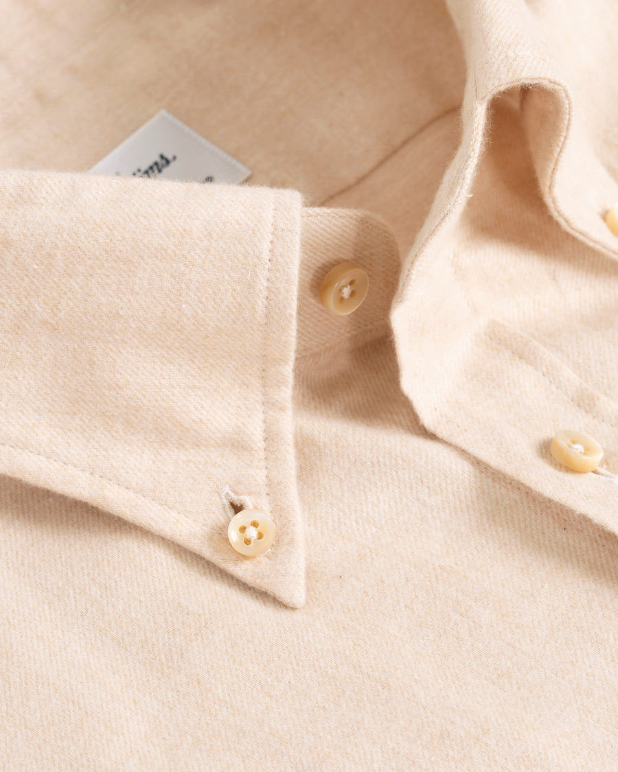 Hombres | Camisas | Stenströms | Slimline Flannel Shirt Beige