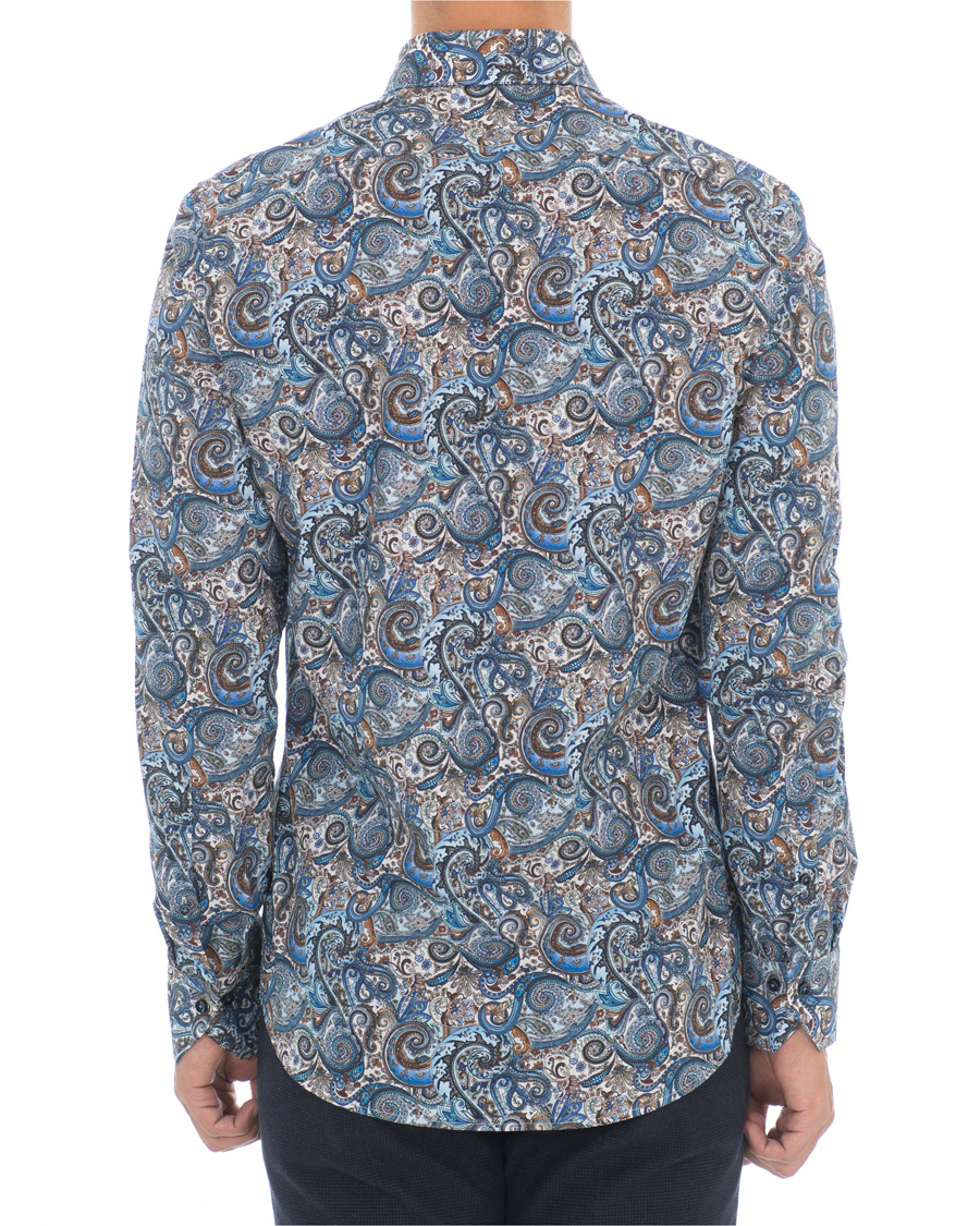 Hombres | Camisas | Stenströms | Slimline Printed Paisley Shirt White/Blue