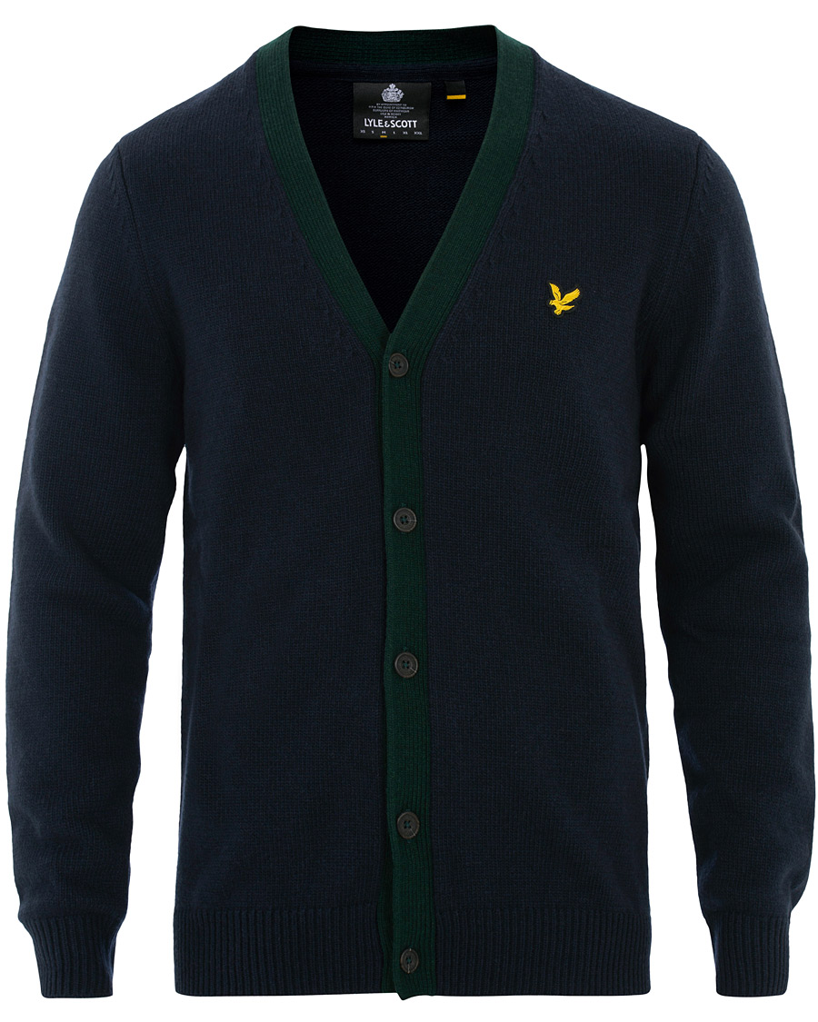 Hombres | Jerséis y prendas de punto | Lyle & Scott | Contrast Placket Cardigan Dark Navy