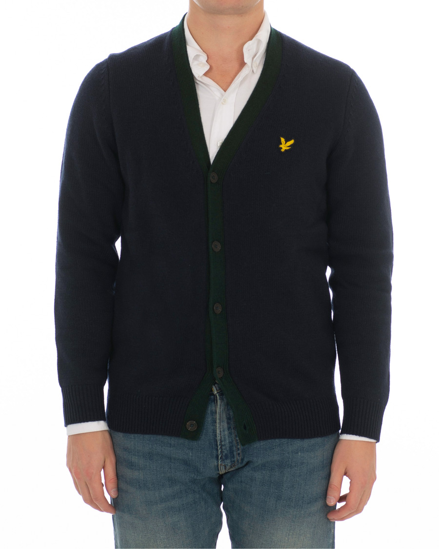 Hombres | Jerséis y prendas de punto | Lyle & Scott | Contrast Placket Cardigan Dark Navy