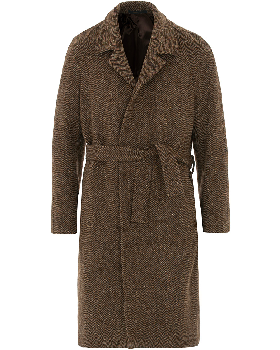Hombres | Abrigos y chaquetas | Berg&Berg | Nisse Herringbone Raglan Coat Brown