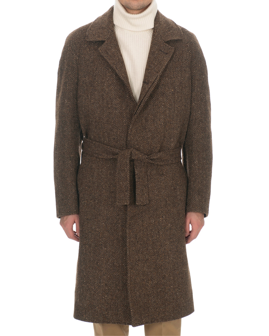Hombres | Abrigos y chaquetas | Berg&Berg | Nisse Herringbone Raglan Coat Brown