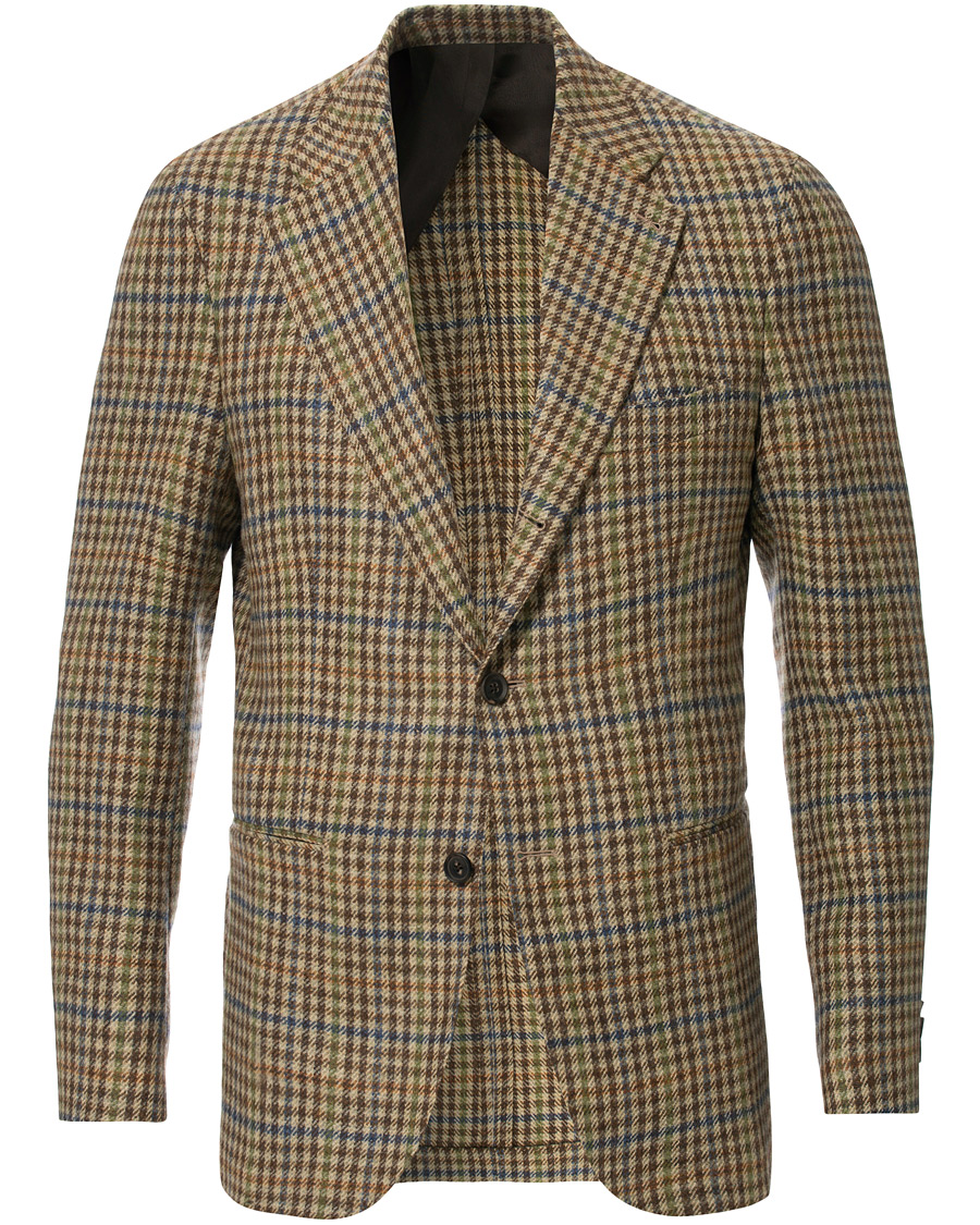 Hombres | Blazers | Berg&Berg | Dan II Gun Club Check Wool Blazer Brown/Olive