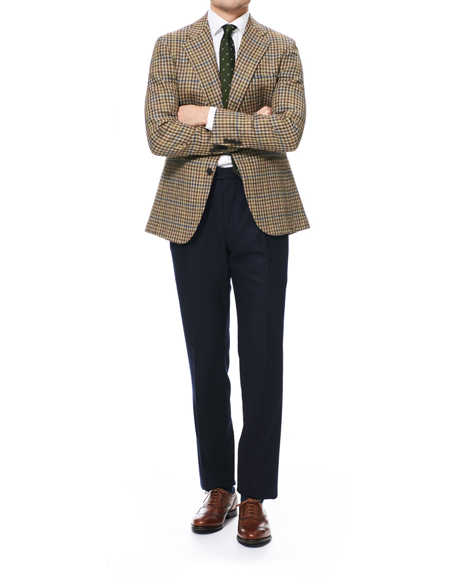 Hombres | Blazers | Berg&Berg | Dan II Gun Club Check Wool Blazer Brown/Olive