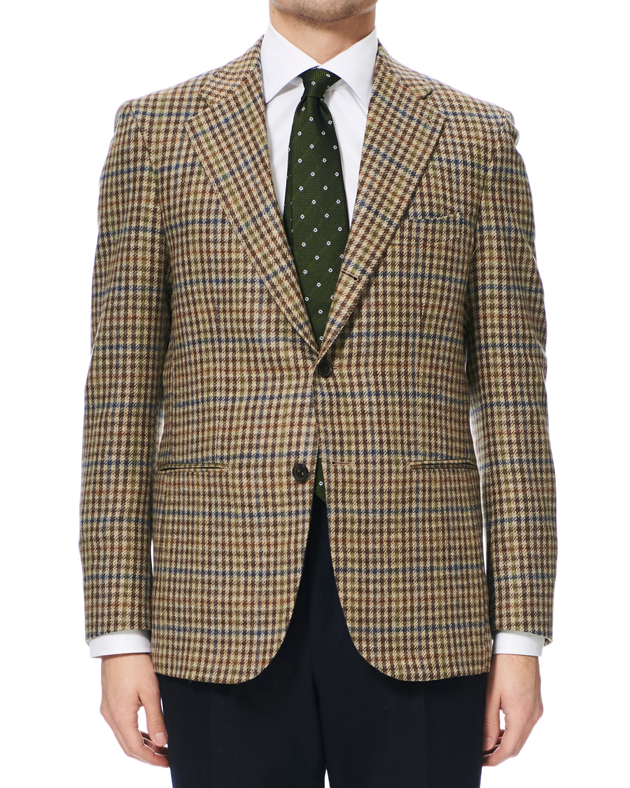 Hombres | Blazers | Berg&Berg | Dan II Gun Club Check Wool Blazer Brown/Olive