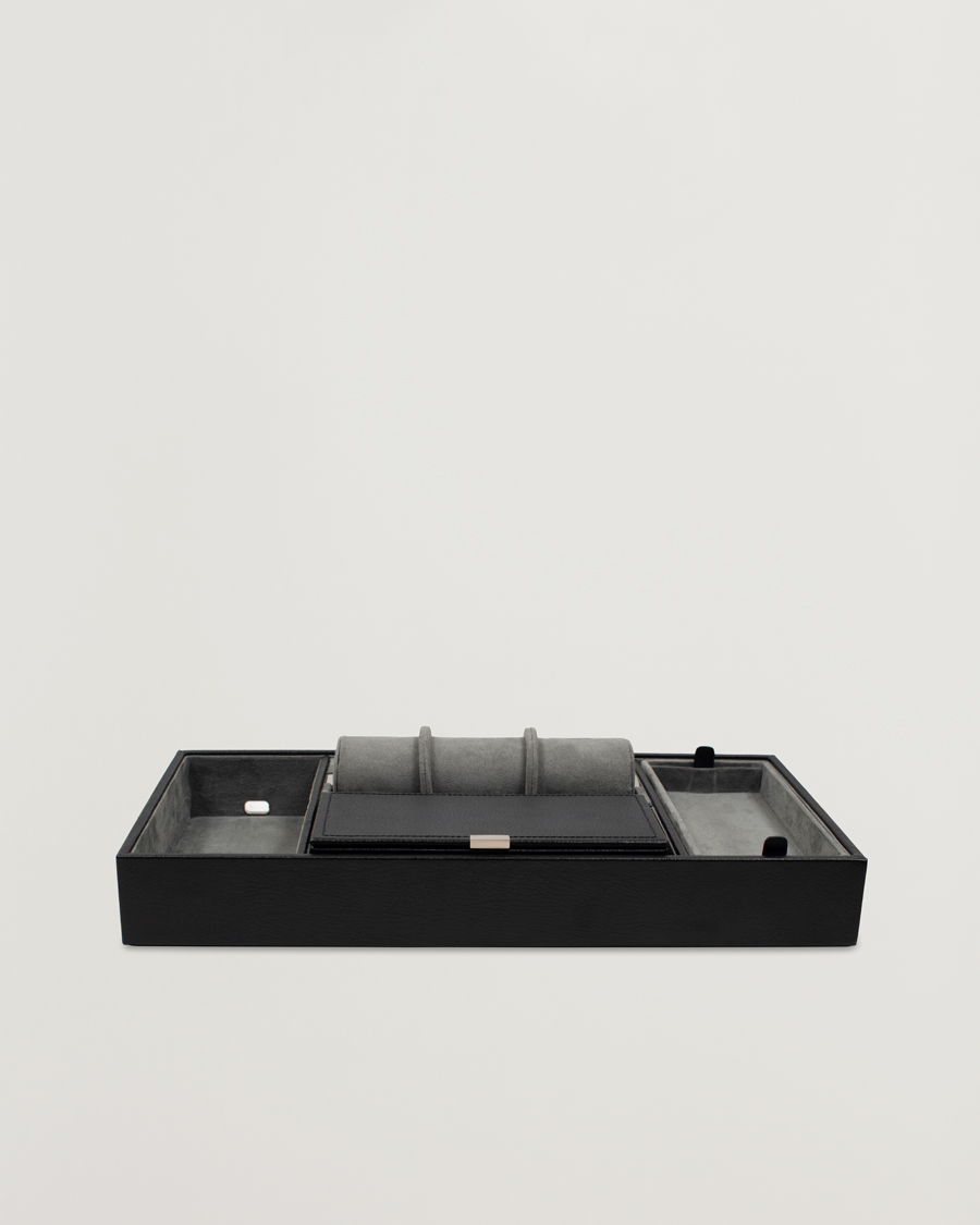 Hombres | Cajas para relojes y joyas | WOLF | Howard Valet Tray with Cuff Black/Grey Pebble