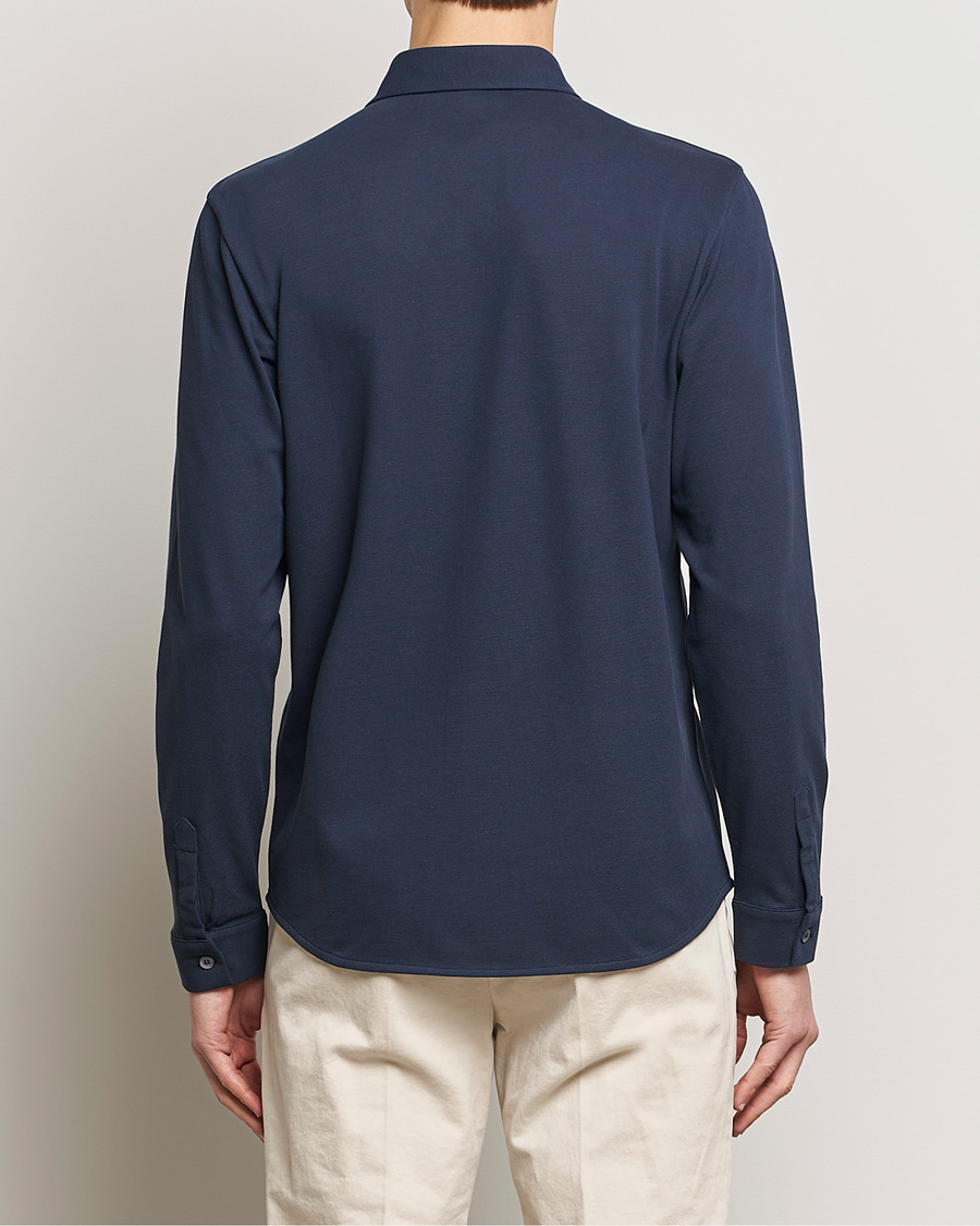 Hombres | Camisas | Sunspel | Long Sleeve Button Down Pique Shirt Navy