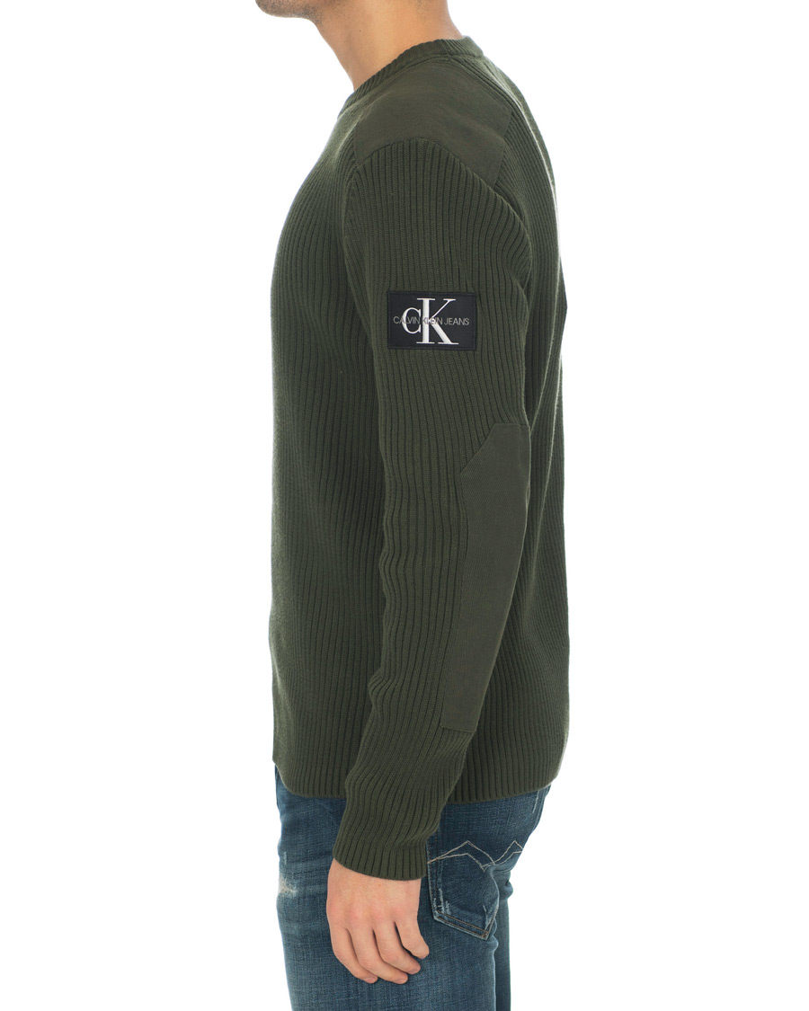 Hombres | Jerséis y prendas de punto | Calvin Klein Jeans | Knitted Monogram Sleeve Badge Crew Neck Deep Depths