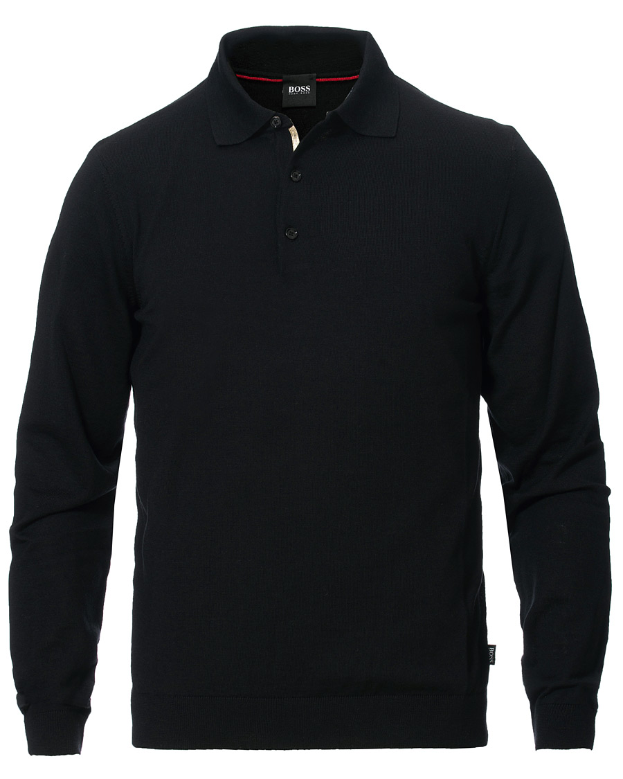 Hombres | Jerséis y prendas de punto | BOSS BLACK | BOSS Grayson Extra Fine Merino Knitted Poloshirt Black