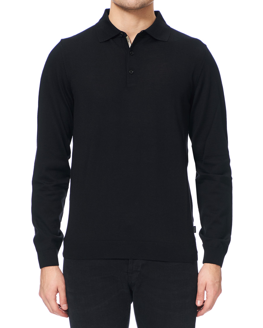 Hombres | Jerséis y prendas de punto | BOSS BLACK | BOSS Grayson Extra Fine Merino Knitted Poloshirt Black