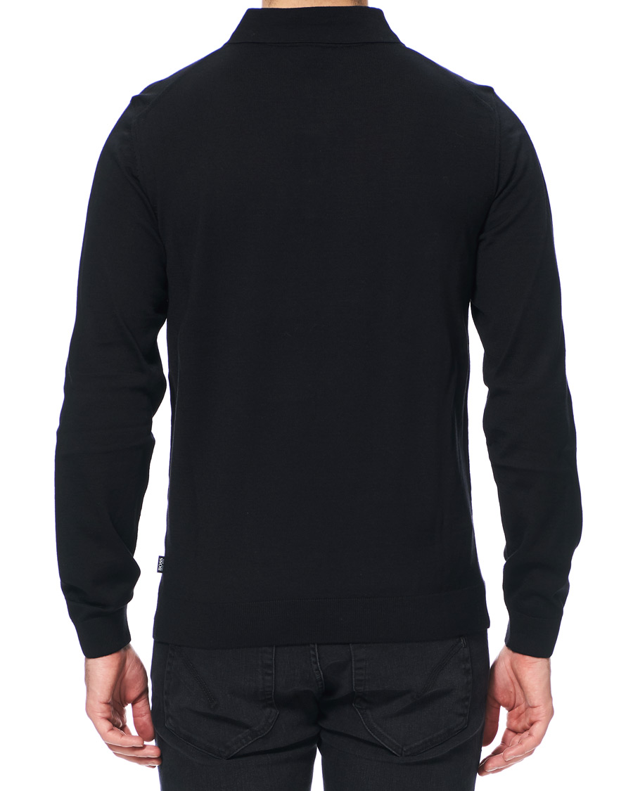 Hombres | Jerséis y prendas de punto | BOSS BLACK | BOSS Grayson Extra Fine Merino Knitted Poloshirt Black