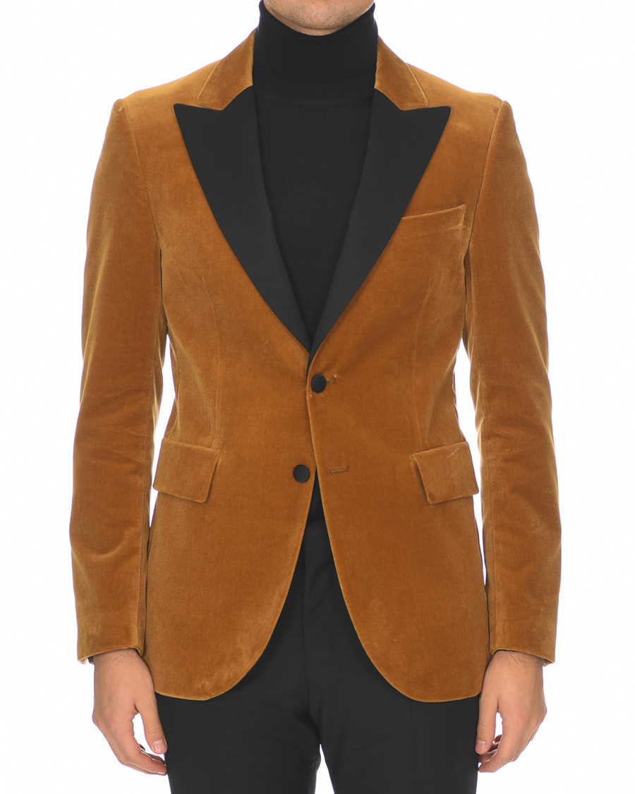 Hombres | Blazers | Tiger of Sweden | 1903 Velvet Tuxedo Blazer Mustard