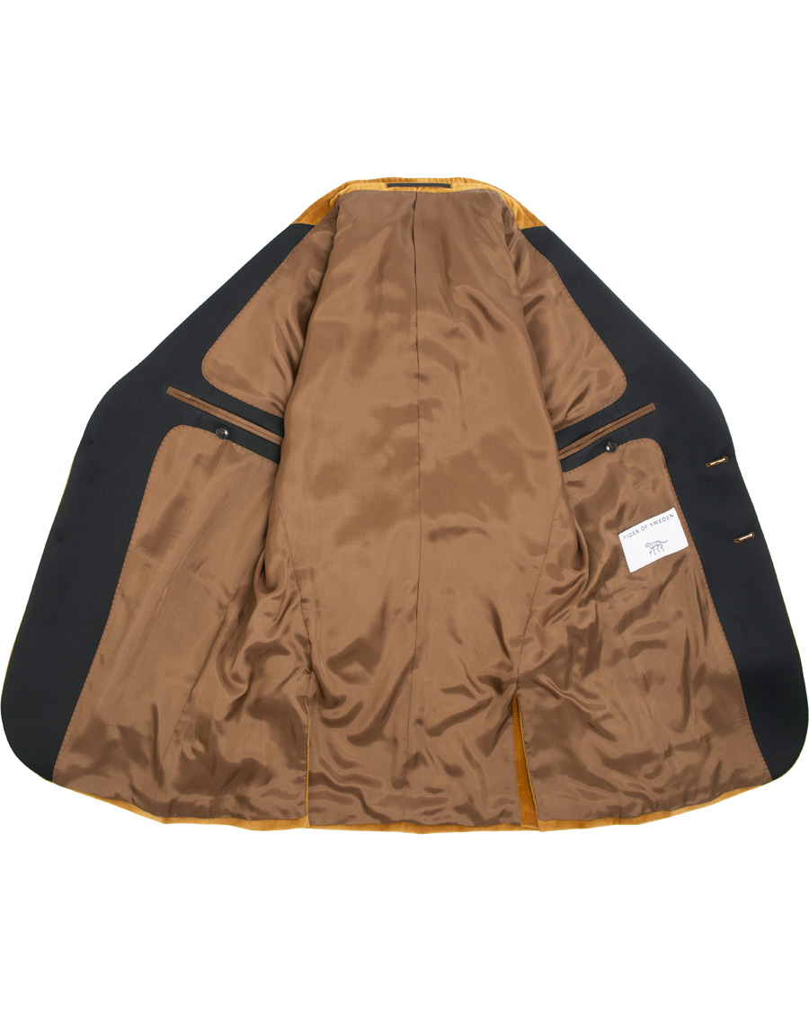 Hombres | Blazers | Tiger of Sweden | 1903 Velvet Tuxedo Blazer Mustard