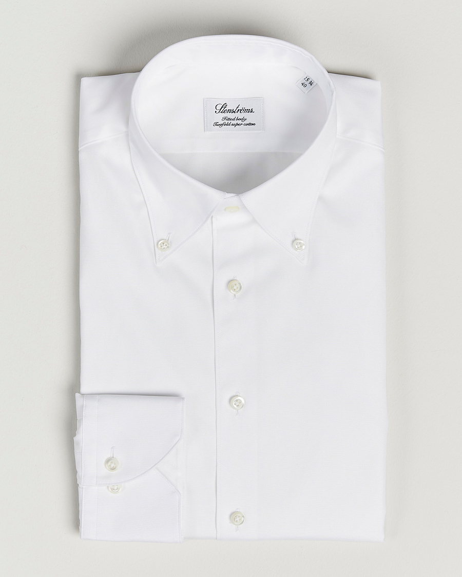 Hombres | Camisas | Stenströms | Fitted Body Button Down Shirt White