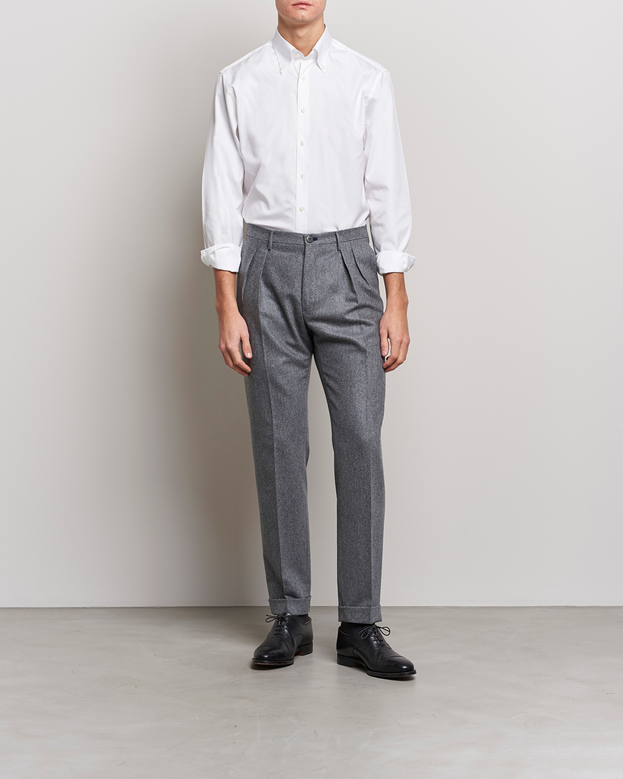 Hombres | Camisas de vestir | Stenströms | Fitted Body Button Down Shirt White