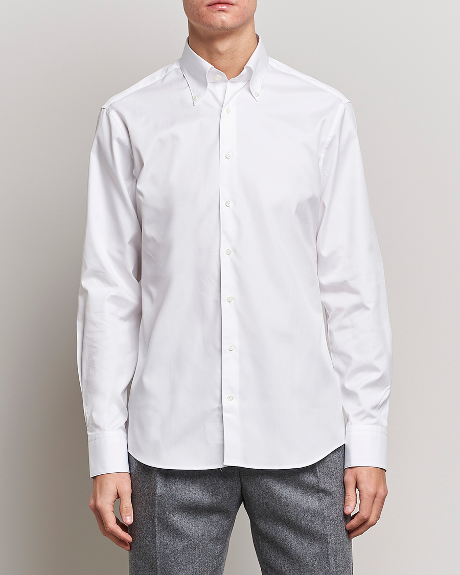 Hombres | Camisas | Stenströms | Fitted Body Button Down Shirt White