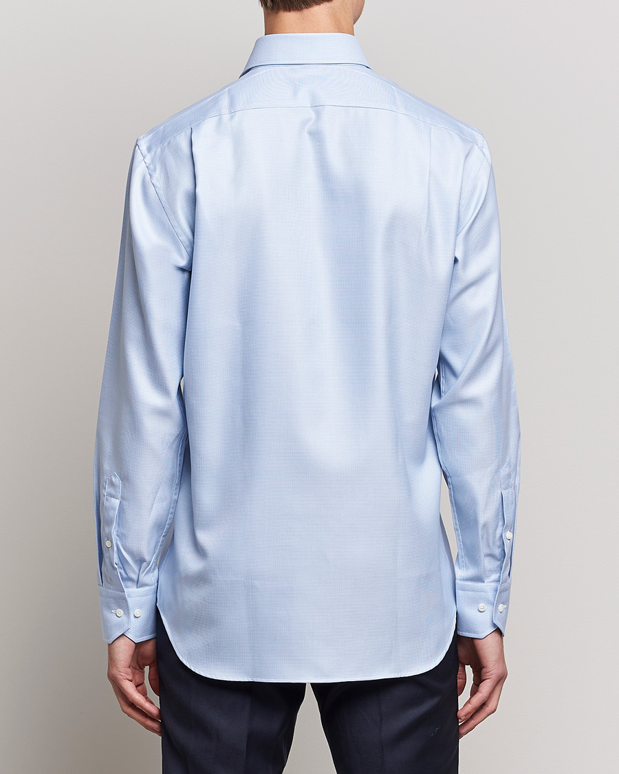 Hombres | Camisas | Stenströms | Fitted Body Houndstooth Shirt Blue