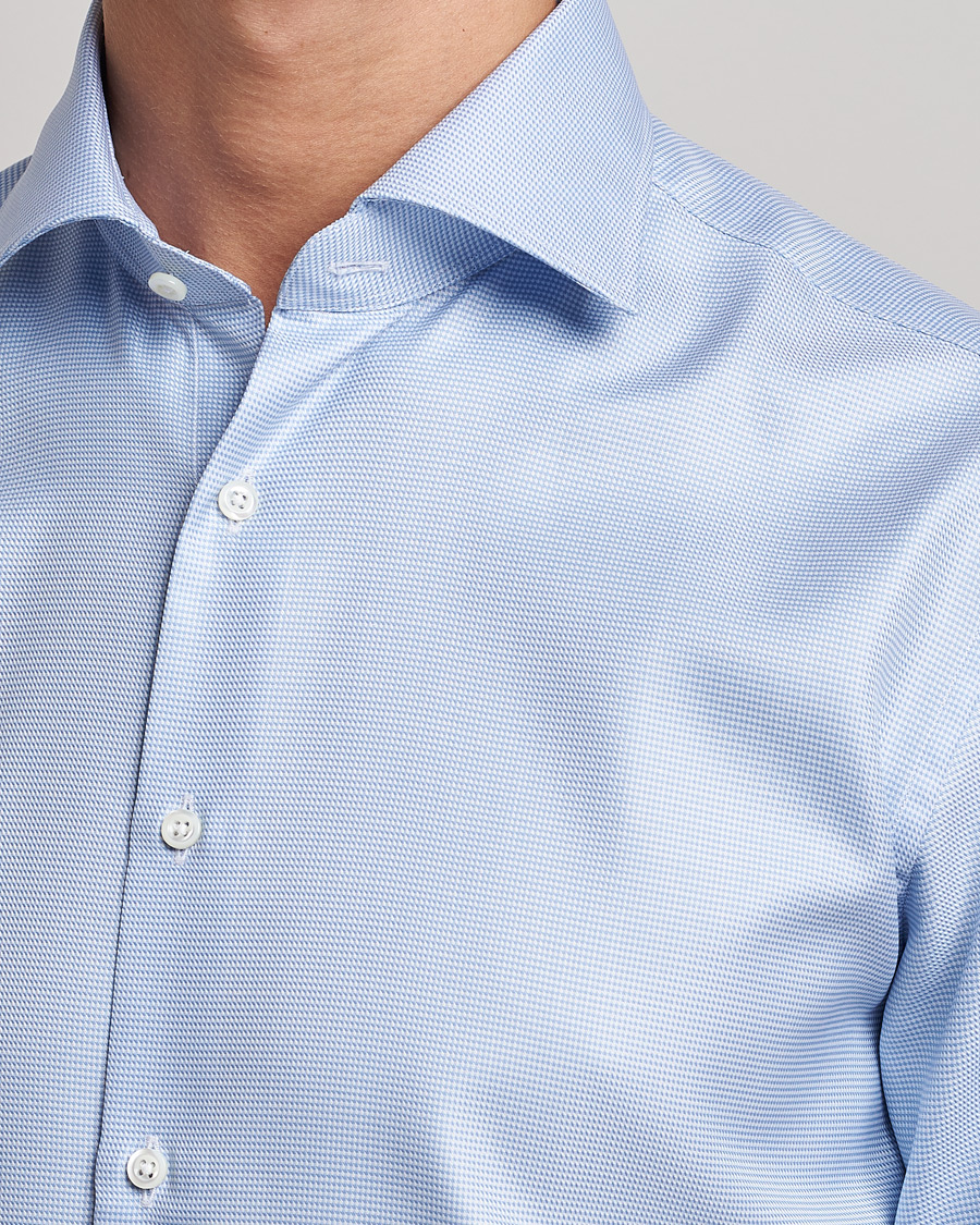 Hombres | Camisas | Stenströms | Fitted Body Houndstooth Shirt Blue