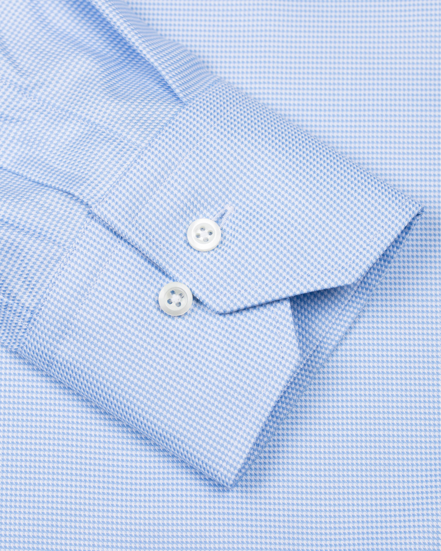 Hombres | Camisas | Stenströms | Fitted Body Houndstooth Shirt Blue