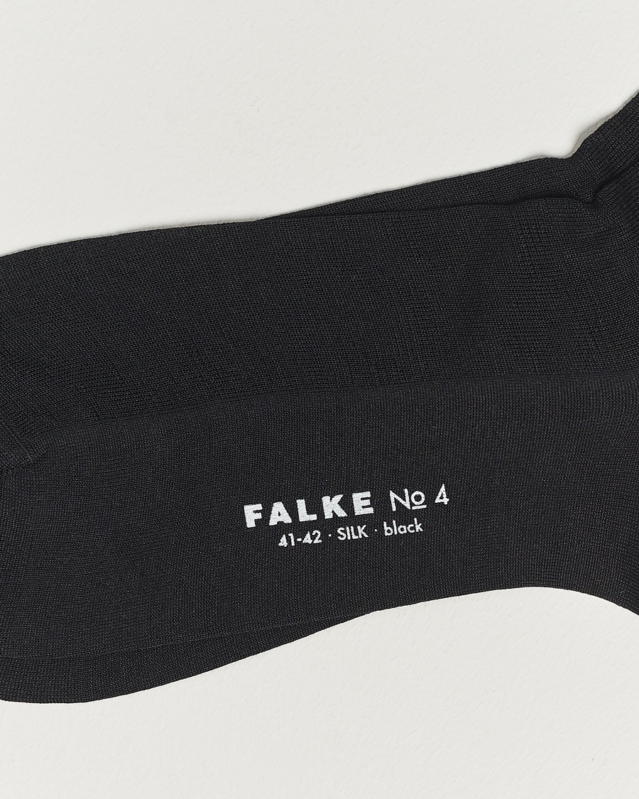 Hombres |  | Falke | No. 4 Pure Silk Socks Black