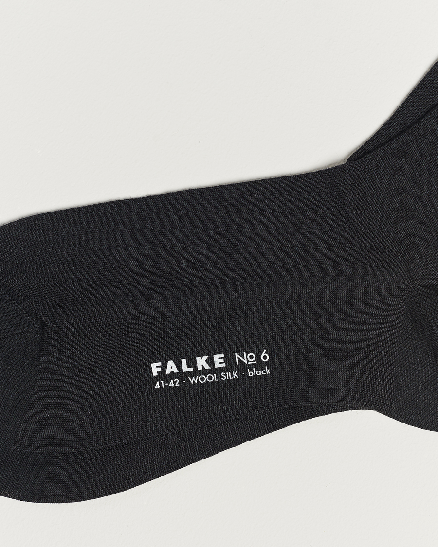 Hombres | Calcetines lana merino | Falke | No. 6 Finest Merino & Silk Socks Black