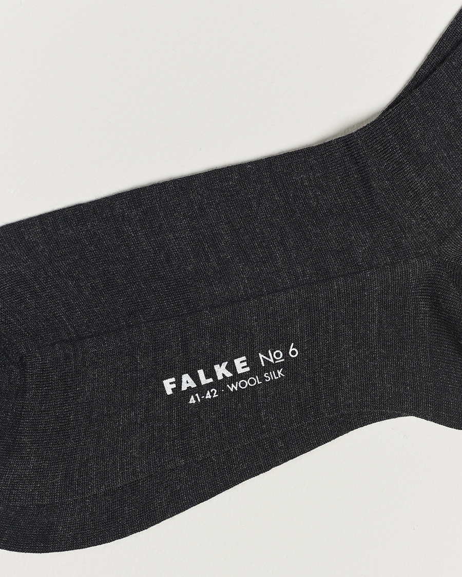 Hombres | Calcetines lana merino | Falke | No. 6 Finest Merino & Silk Socks Anthracite Melange