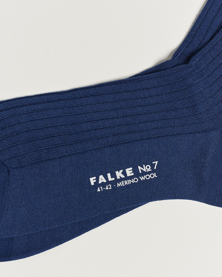 Hombres |  | Falke | No. 7 Finest Merino Ribbed Socks Royal Blue