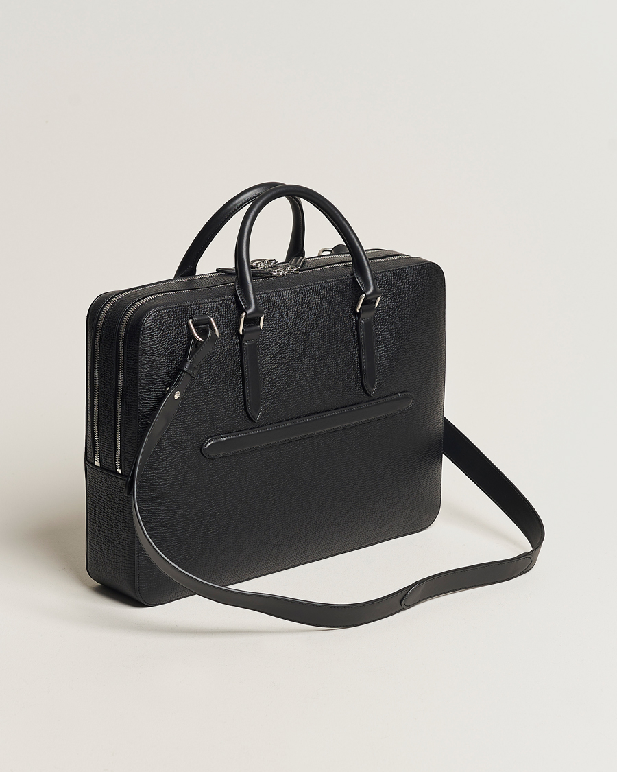Hombres | Best of British | Smythson | Ludlow Large Briefcase with Zip Front Black