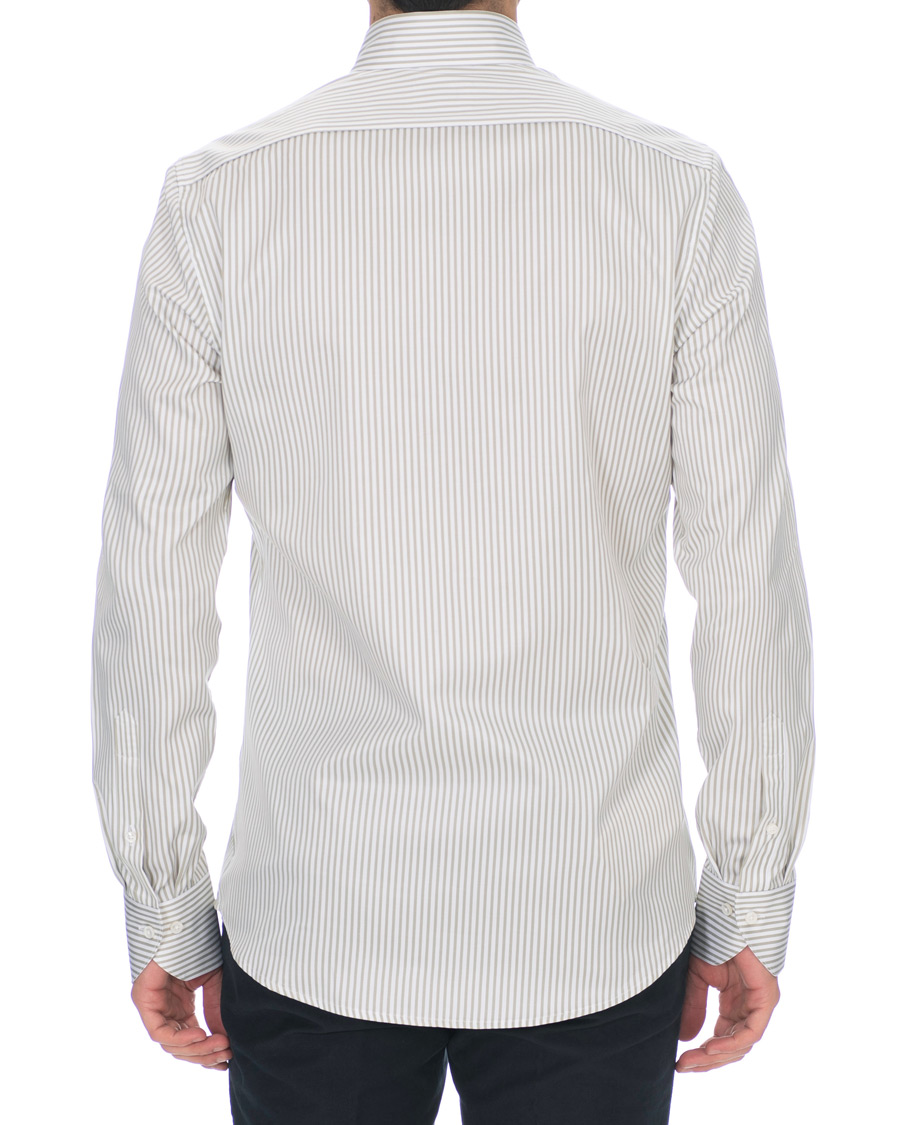 Hombres | Camisas | Stenströms | Slimline Striped Twill Button Down Shirt Green