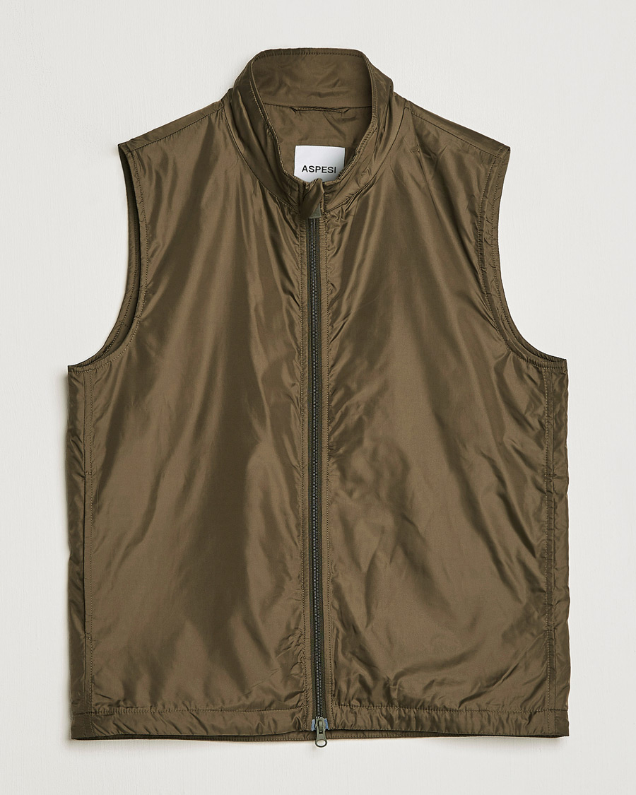Hombres | Chalecos | Aspesi | Vernes Nylon Gilet Dark Military
