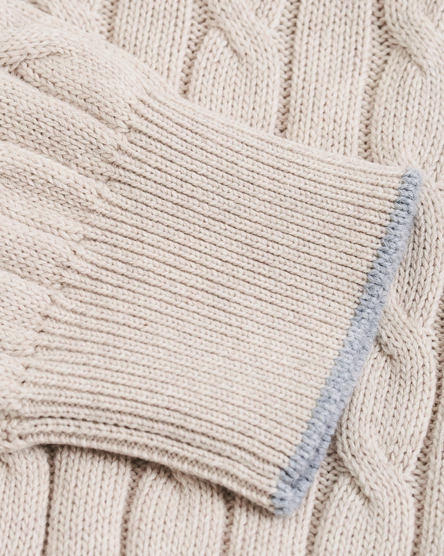 Hombres | Jerséis y prendas de punto | Brunello Cucinelli | Crew Neck Cotton Cable Sweater Beige