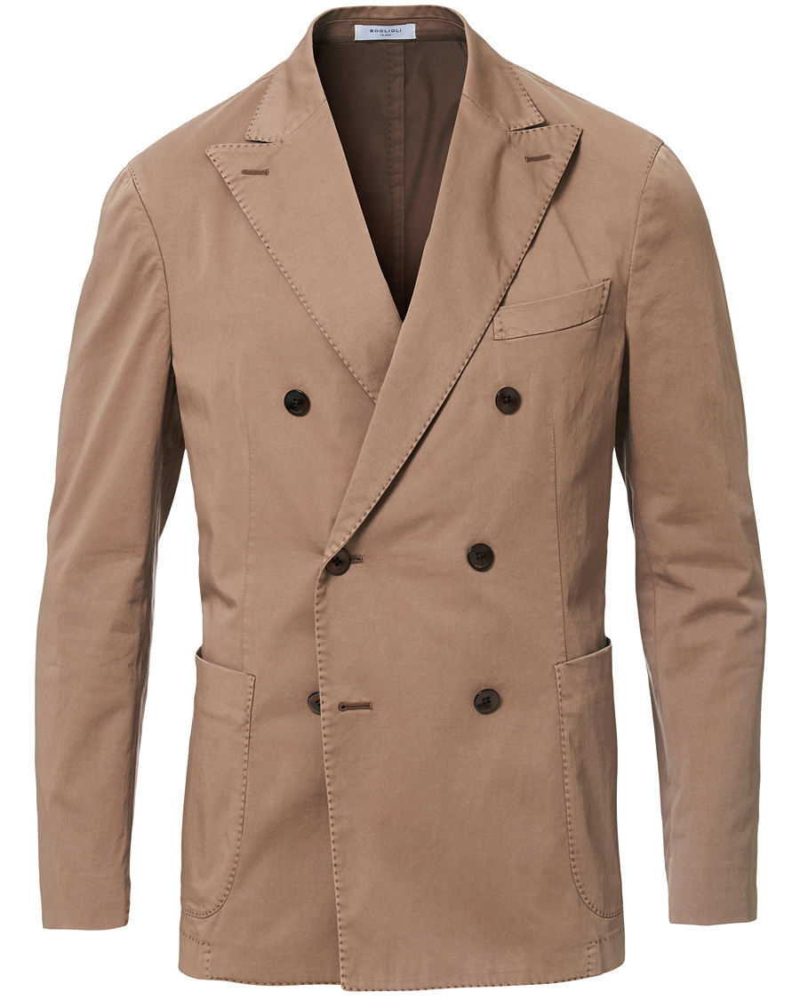 Hombres | Blazers | Boglioli | K Jacket Double Breasted Cotton Blazer Tobacco