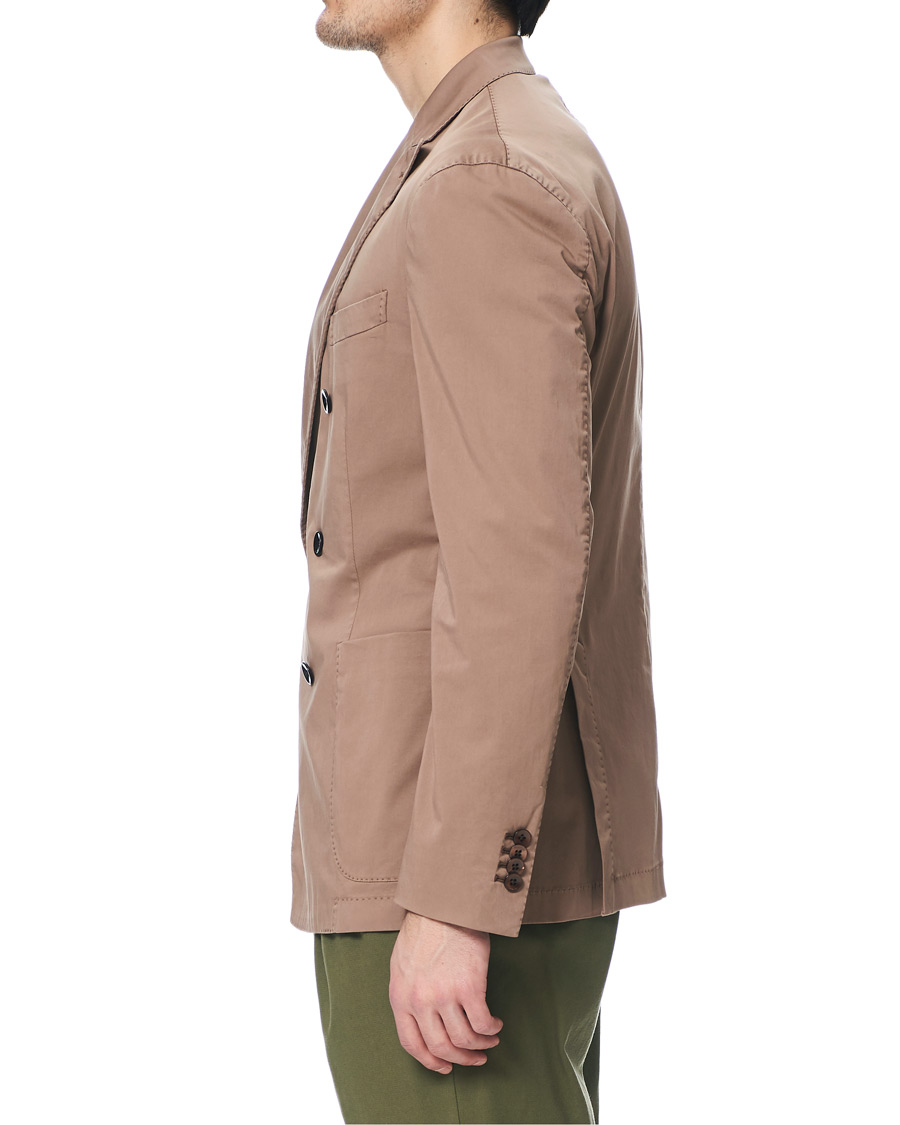 Hombres | Blazers | Boglioli | K Jacket Double Breasted Cotton Blazer Tobacco