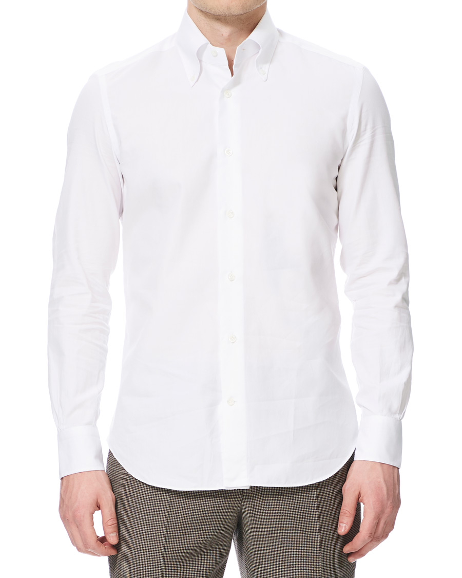 Hombres | Camisas | Mazzarelli | Soft Oxford Button Down Shirt White