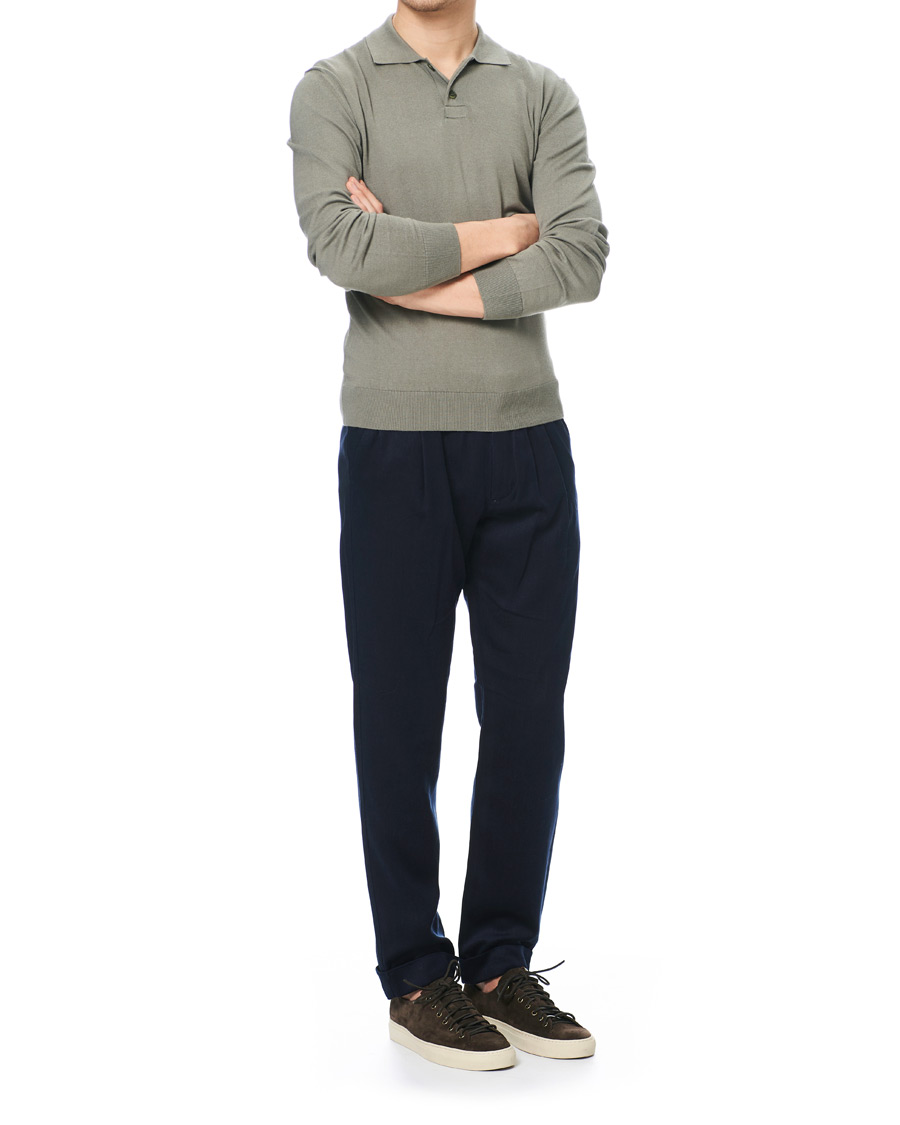 Hombres | Jerséis y prendas de punto | A.P.C. | Aymar Cotton Cashmere Knitted Polo Kaki Clair