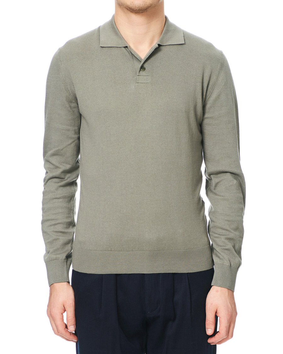 Hombres | Jerséis y prendas de punto | A.P.C. | Aymar Cotton Cashmere Knitted Polo Kaki Clair