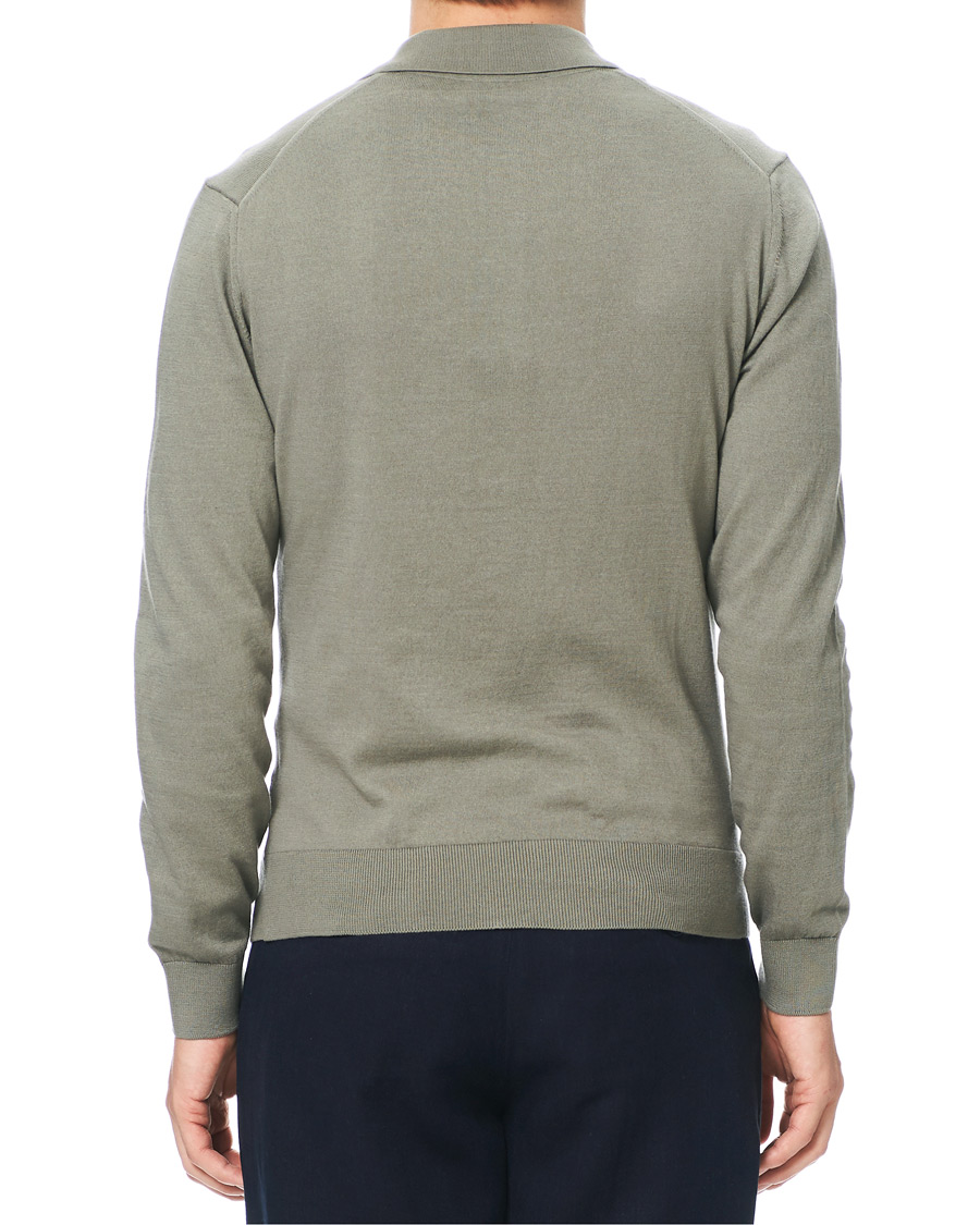 Hombres | Jerséis y prendas de punto | A.P.C. | Aymar Cotton Cashmere Knitted Polo Kaki Clair