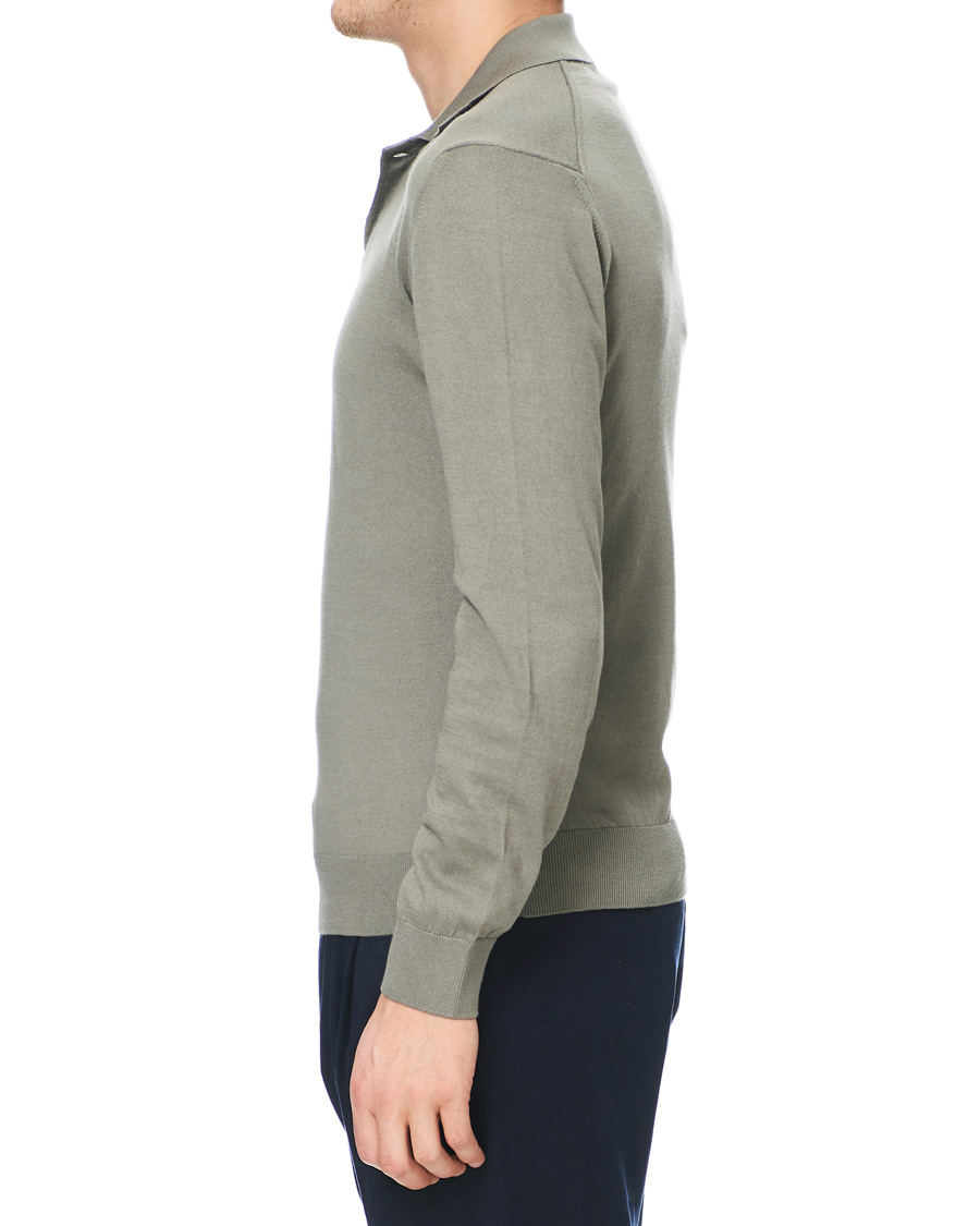 Hombres | Jerséis y prendas de punto | A.P.C. | Aymar Cotton Cashmere Knitted Polo Kaki Clair