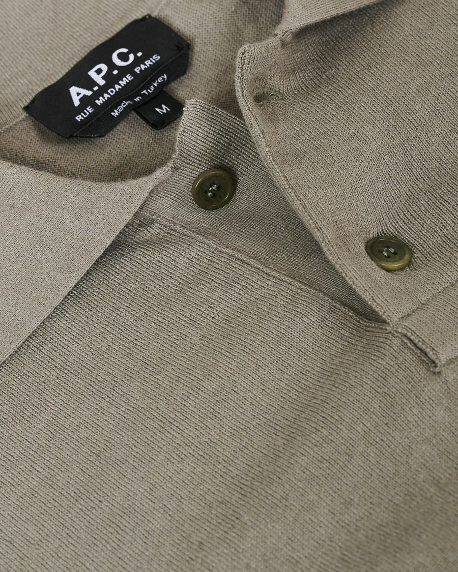 Hombres | Jerséis y prendas de punto | A.P.C. | Aymar Cotton Cashmere Knitted Polo Kaki Clair