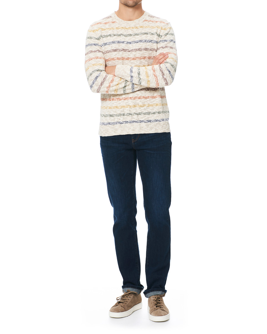 Hombres | Jerséis y prendas de punto | Altea | Cotton/Linen Multi Stripe Sweater Beige